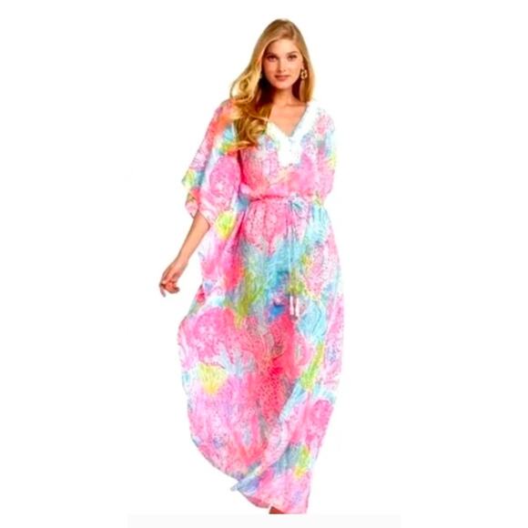 Rare Lilly Pulitzer Beaded Coleman Caftan Let's Cha Cha Size Large - Picture 4 of 10